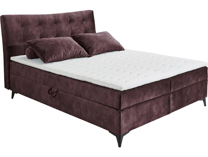 Boxspringbett MELROSE dunkellila 160x200cm weich