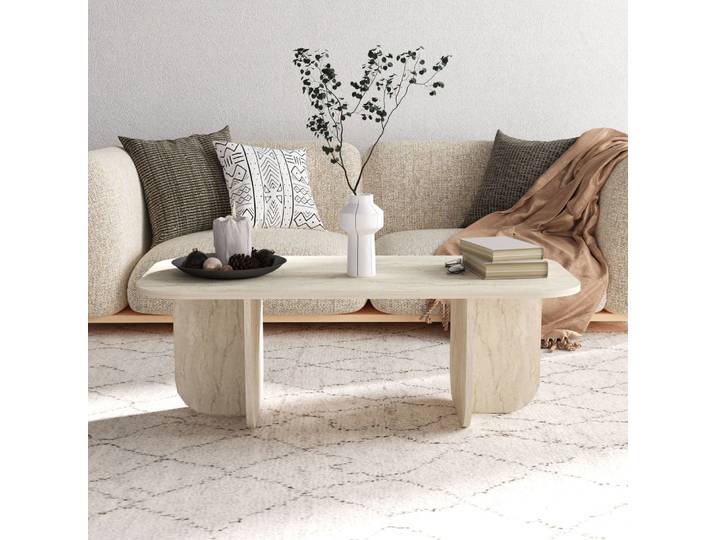 Table basse rectangulaire 120x60x40 cm décor travertin - bekso