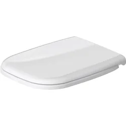 Duravit D-Code WC-Sitz Compact, mit Absenkautomatik (SoftClose), Schraubverbindung, Scharniere aus Kunststoff, 359 × 443 × 50 mm, Weiß hochglänzend, 0067390099