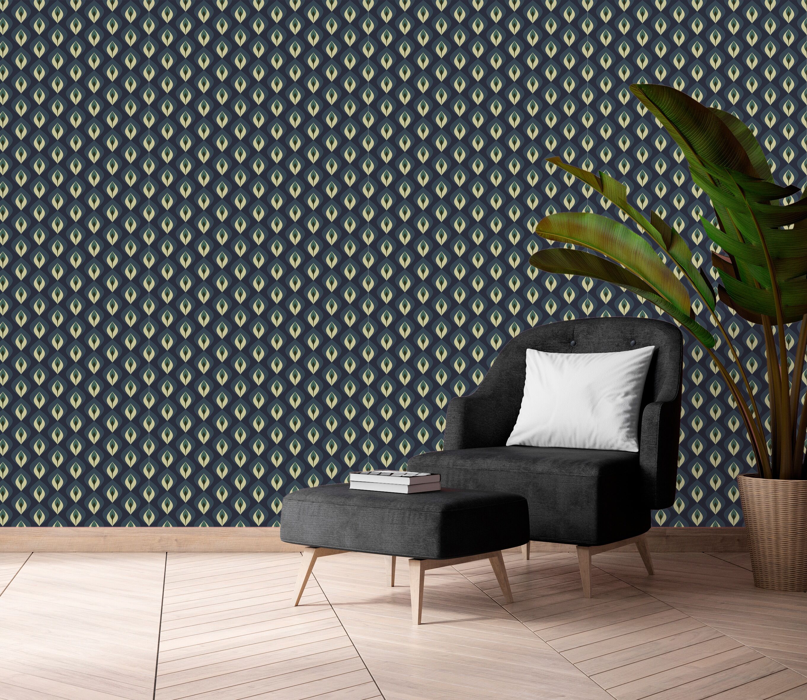 Vinyltapete QUEENCE "Helen", schwarz, B:0,9m L:2,5m, Vinyl, Tapeten, Vinyltapete, 90x250cm, selbstklebend, kinderleichte Anbringung,, Sticker schwarz B/L: 0,9m x 2,5m, Rollen: 1