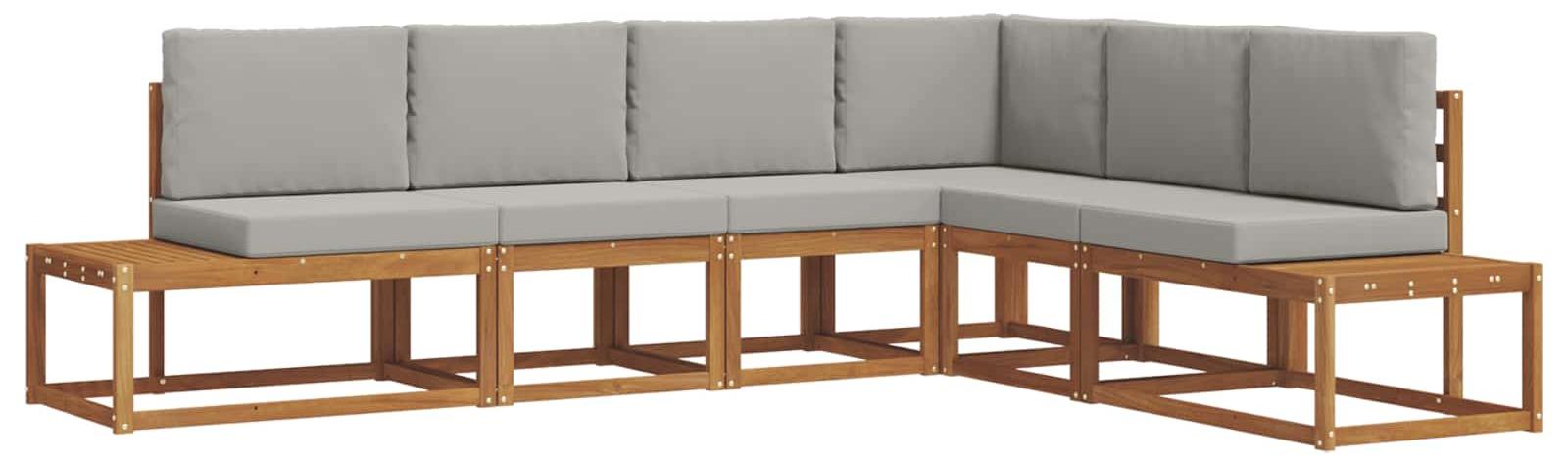 vidaXL 6 stk. Outdoor-Sofagarnitur Massives Akazienholz und Polyester