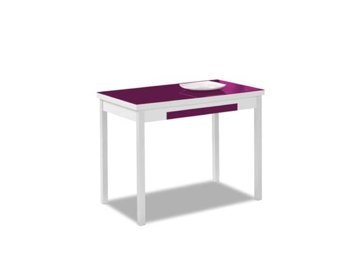 ASTIMESA Flügel Küchentisch, Metall Glas Holz, aubergine, 100x60cm