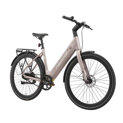 E-Bike MAXTRON "Maxtron Urban 20 City-E-Bike 28 Zoll" Gr. 45, beige (grau), Elektrofahrräder, 45cm, 28 Zoll (71,12cm), (mit integr. Akku), Elektrofahrrad für Alltag und Einkauf