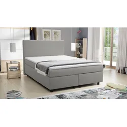 Boxspringbett Hotelbett 140x200 Bonellfederkern Bett mit Topper Paxos 1 hellgrau