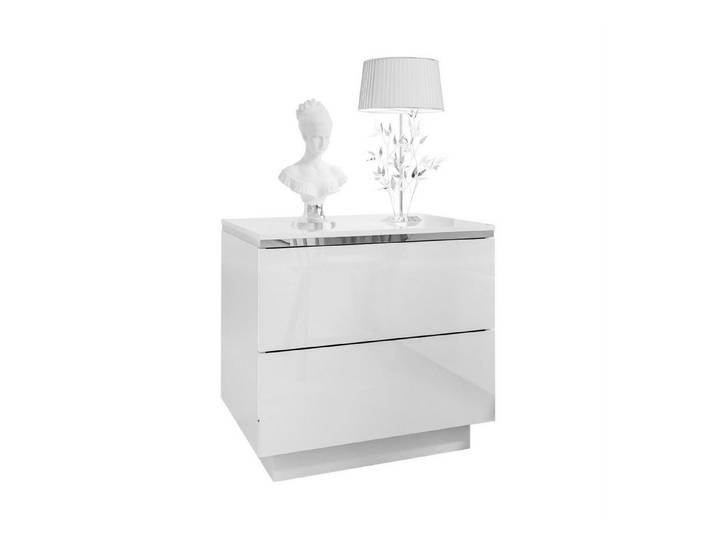 Lookway Nachttisch AURORA II SILVER mit LED‑Beleuchtung (1x Nachttisch), 50x48/53/54x37 cm