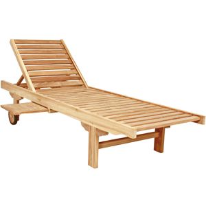 Garden-Pleasure Sonnenliege SOLO, aus Holz, beige, mit Rollen, 198 x 64 cm, belastbar bis 140 kg