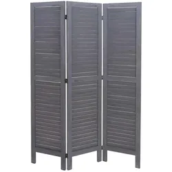Mendler Paravent HWC-G30, Trennwand Sichtschutz Raumteiler, Shabby-Look 170x120cm ~ grau