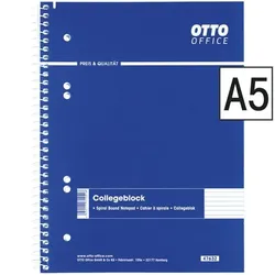OTTO Office Collegeblock A5 liniert, holzfreies ECF-Papier blau