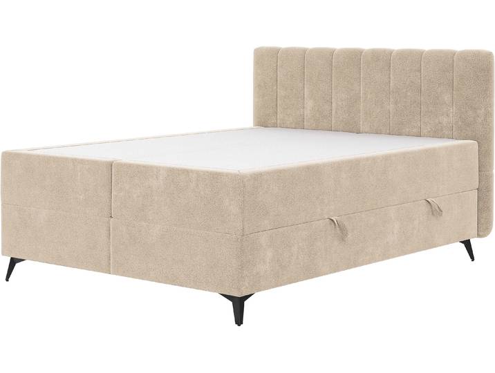 Boxbett, Polyester, Beige, 185×210 cm, Inkl. Bettkasten, Mit 2 Taschen-Federkernmatratzen, Cotta