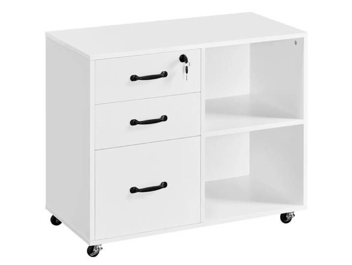 Yaheetech Caisson de Bureau à 3 Tiroirs et à 2 Compartiments Ouverts Classification Dossier Style Industriel Domicile Bureau