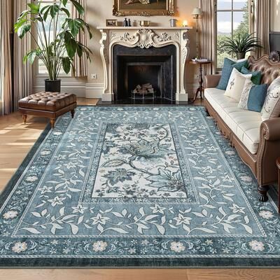 Garvee Vintage Botanical Grove Washable Area Rug