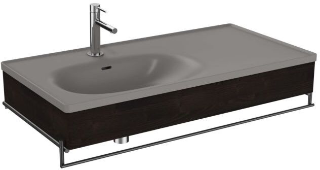 VitrA Equal Möbelwaschtisch-Set 66059 102,5x52cm, mit Möbelwaschtisch asymmetrisch, steingrau, mit Holzblende ulme
