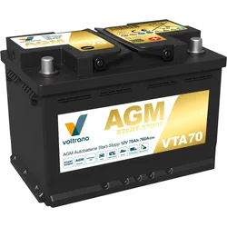 Voltrana AGM Autobatterie Start-Stopp 70Ah 12V 760A VTA70