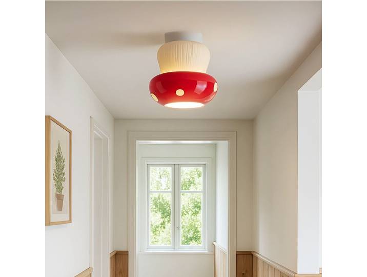 Plafonnier créatif en forme de champignon, plafonnier minimaliste en céramique, lumière décorative pour chambre d'enfant, plafonnier pour couloir de café