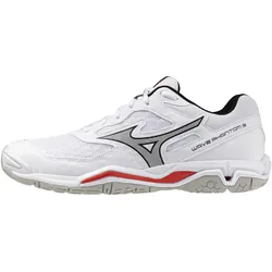 Mizuno WAVE PHANTOM 3 Unisex Handballschuh White/Black/Fiery Red - 7,5