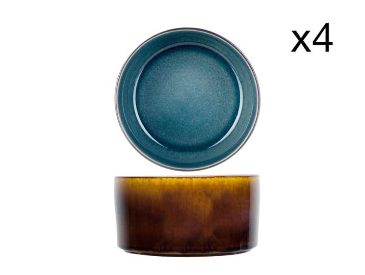Lot de 4 Saladiers en porcelaine, bleu, D14 cm