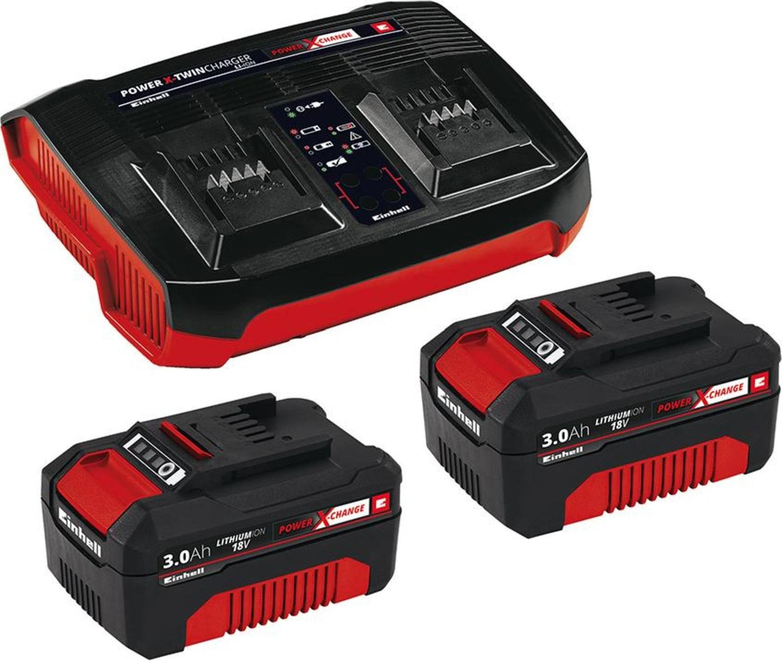 Einhell Power X-Change startpakket met 2 x 3,0Ah accu's en Twincharger laadstation