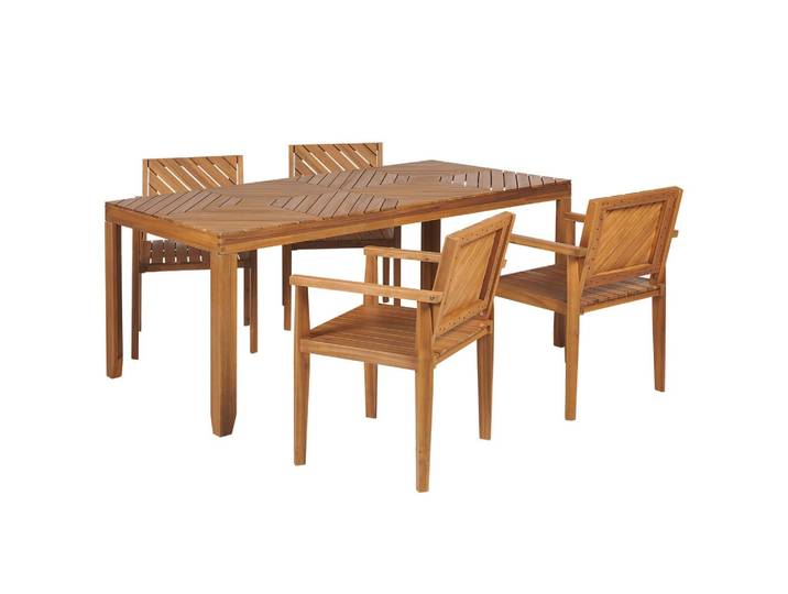 GARTENMÖBEL SET 4-Sitzer Akazienholz hellbraun Baratti