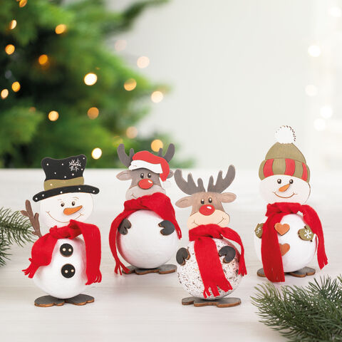 buttinette Bastel-Set "Schneemann & Rentier", 4 Stück