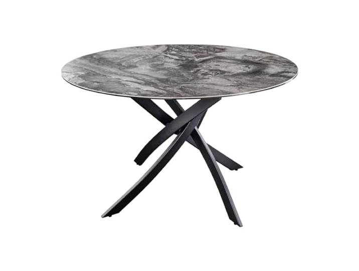 Riess Ambiente Runder Esstisch Alpine 120cm - Taupe schwarz - Keramik 4 Sitzplätze, hochwertig, höhenverstellbare Füße, 60 kg Belastbarkeit, glamouröses Flair, für Esszimmer, Metallgestell