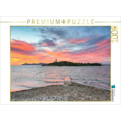 CALVENDO Puzzle Blick zum Leuchtturm von Alcanada auf Mallorca | 1000 Teile Lege-Größe 64x48cm Foto-Puzzle für glückliche Stunden