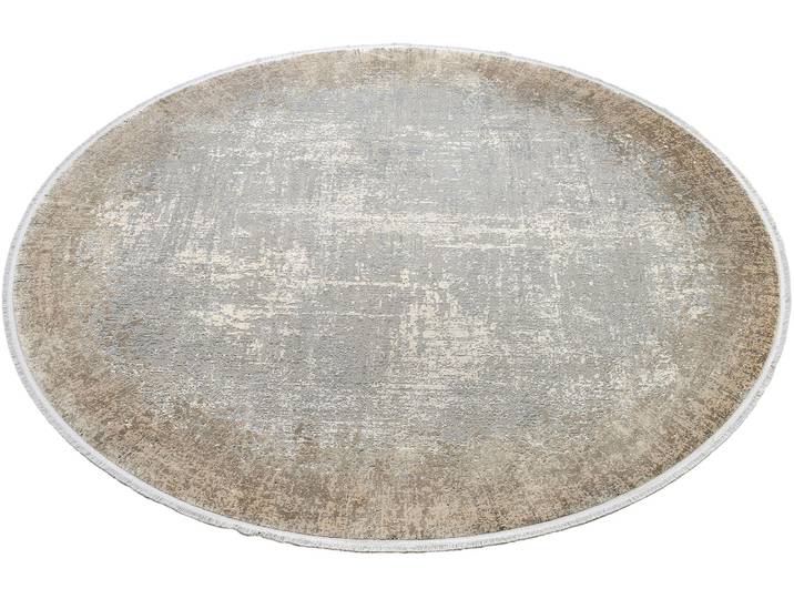 Teppich WK WOHNEN BORDER , braun (cappuccino), H:8mm Ø:260cm, Polyacryl, Viskose, Teppiche, Teppich, hochwertiger Viskoseanteil, samtweiche Oberfläche mit 3 D Effekt
