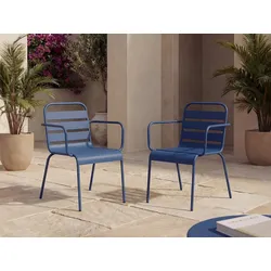 Gartensessel stapelbar 2er-Set - Metall - Dunkelblau - MIRMANDE von MYLIA