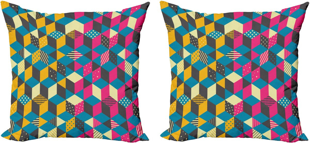 ABAKUHAUS Geometrische decoratieve kussenhoezen, 2-pack, meerkleurig, 40 x 40 cm