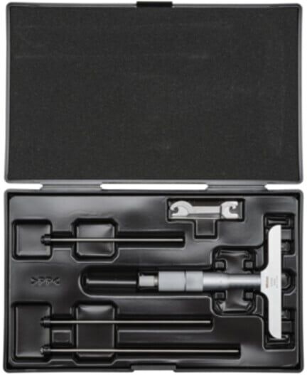 Mitutoyo Tiefenmessschraube, wechselbare Einsätze 0-100 mm, 101 mm Basis (129-115)