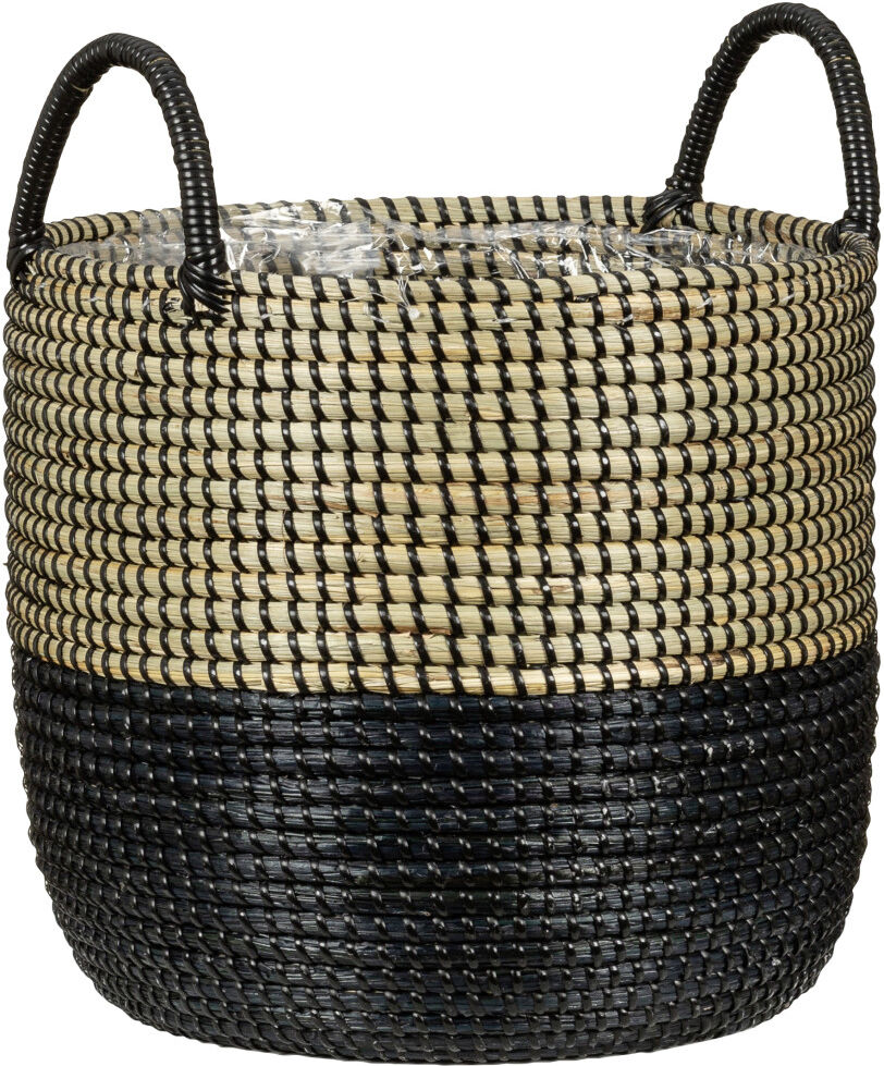 Scheurich Blumentopf Ø 34 cm Seegras nature black mit zwei Griffen