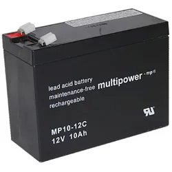 Blei-Akku Multipower MP10-12C, zyklenfest, 6,3 mm Faston Anschluss, 12 Volt, 10 Ah