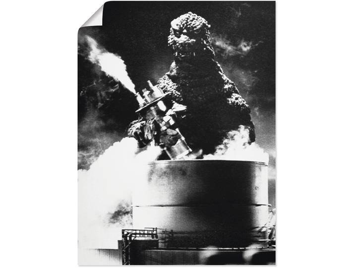 Wandbild ARTLAND Godzilla III , schwarz (farbe bild(er): schwarz), B:45cm H:60cm, Bilder, Wandbild, als Leinwandbild, Poster in verschied. Grössen