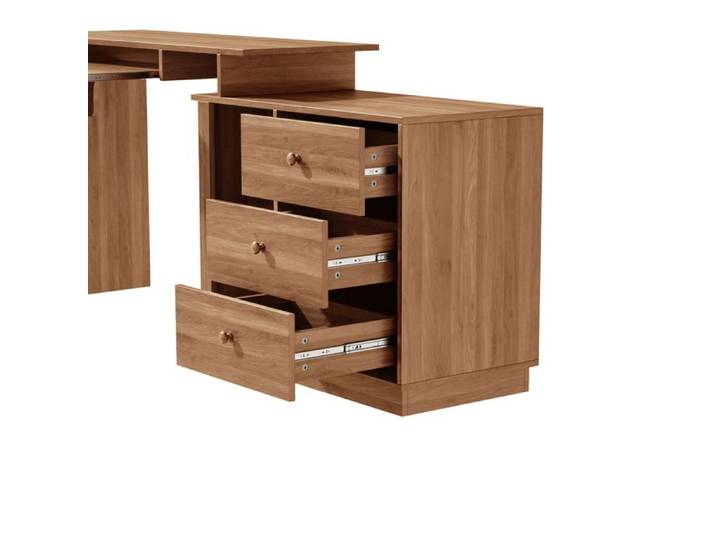 Bureau informatique multifonction plateau coulissant 110 cm avec tiroir clavier rangements 3 tiroirs MDF FOLYNA