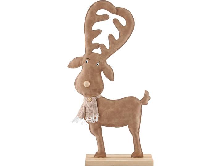 Dekoobjekt CREATIV HOME Hirschfigur , braun, B:25cm H:49cm T:7cm, Dekofiguren, Dekoobjekt, mit Strick-Schal-Applikation