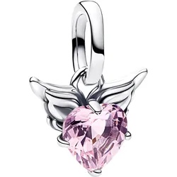 Pandora 793626C02 Mini Charm-Anhänger Silber Geflügeltes Herz Pink