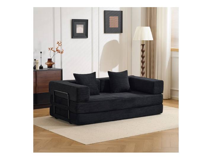 CANMOV Schlafsofa Sofa mit Bettfunktion aus Cord, 3-Sitzer Couch, umwandelbar Sofas, Set, Modulares Sofa mit kissen, umwandelbar zum Schlafsofa