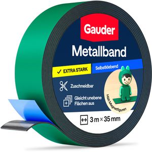 Gauder Magnetband Metallband, grün, Ferroband, selbstklebend, 1mm Stärke, 35 mm x 3 m