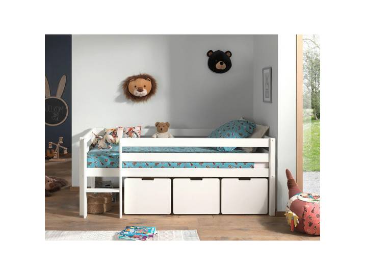 Vipack Hochbett, Weiß, Holz, Kiefer, Höhe ca. 20 cm, 90x200 cm, Lattenrost,nicht verstellbar, Kinderzimmer & Jugendzimmer, Kindermöbel, Kinderbetten, Hochbetten