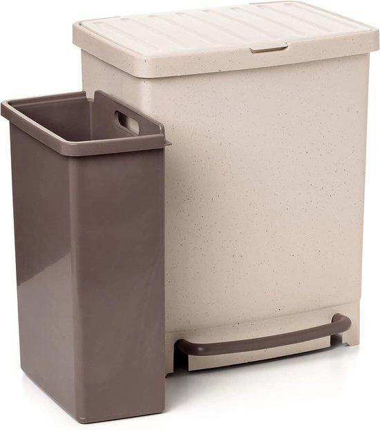 Tatay Recycling Bin Afvalscheider met Dubbele Compartimenten 25 Liter Beige