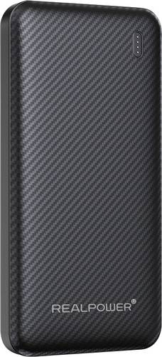 RealPower Powerbank 10000 mAh Quick Charge, USB PD USB-A, USB-C Schwarz