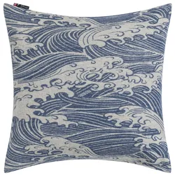 David Fussenegger Kissenhülle Alba 'Make Waves' 50 x 50 cm Marine- Blau