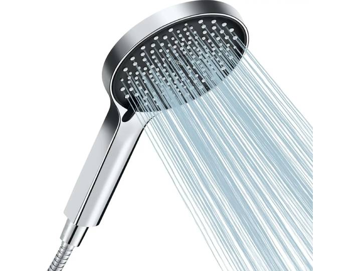 Cobbe waterbesparende douchekop, waterbesparende douchekop, douchekop met slang, grote regendouchekop met drukverhoging, waterbesparende douchekop met 3 straalstanden, zwart/chroom