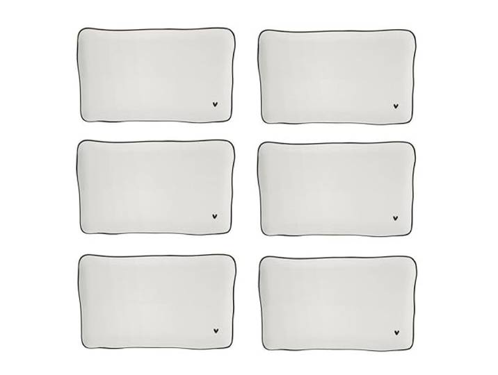 Bastion Collections 6er Set Servierplatten Teller Heart rechteckig 22x13cm