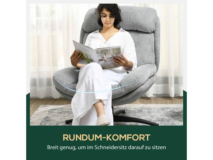 Chaise tournante chaise longue avec optique chenille hydrophobe chaise de relaxation rembourrée avec appuie-bras