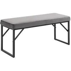 STILVORA Sitzbank Samtoptik Dunkelgrau 100x35x47 cm mit gepolsterter Sitzfläche, Metallgestell pulverbeschichtet, stabil und vielseitig