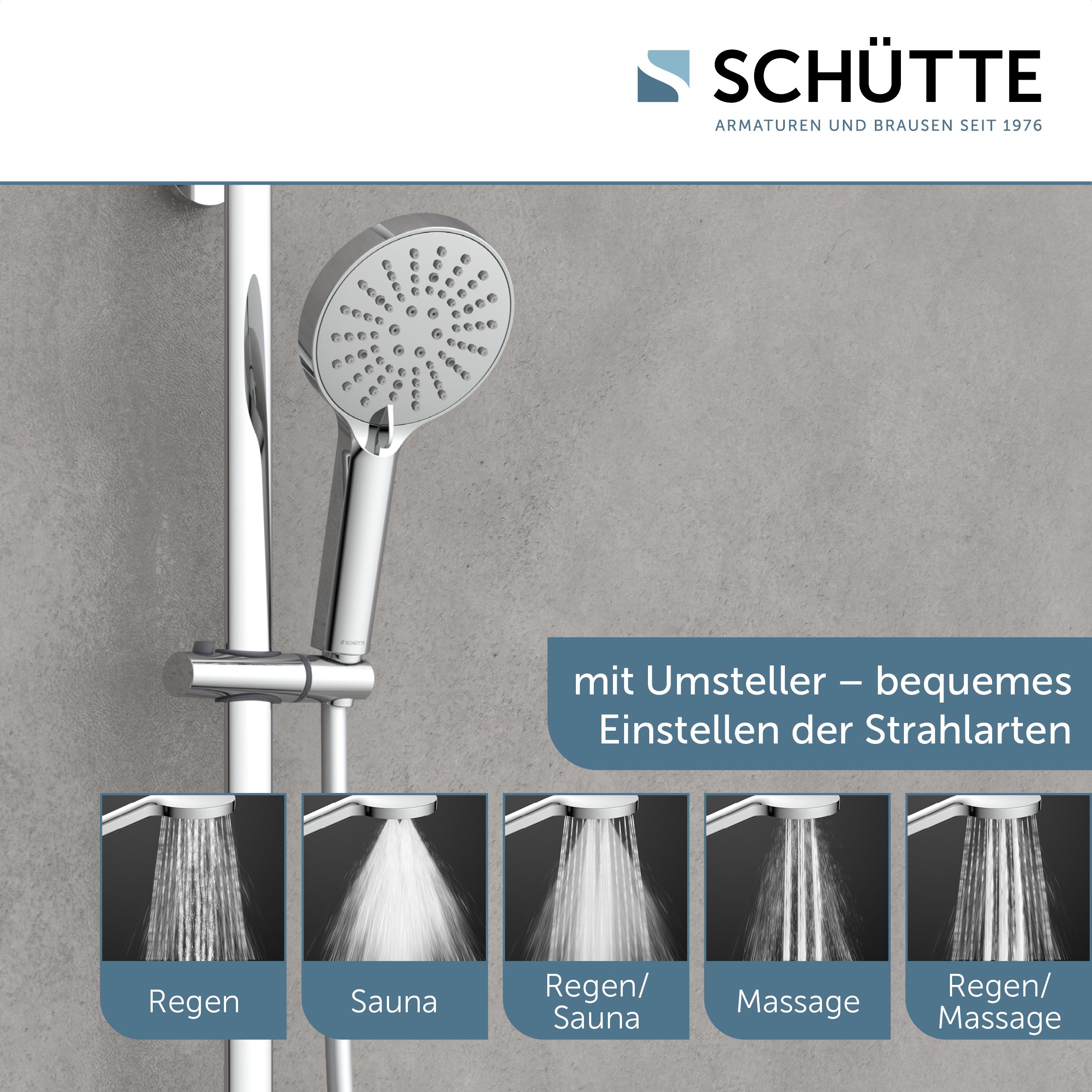 Duschsystem SCHÜTTE "MADURA FRESH", grau (chrom), H:101cm, Brausegarnituren, Duschsystem, inkl. Wasserspardichtung, Sicherheitssperre, Antikalk, höhenverstellb.