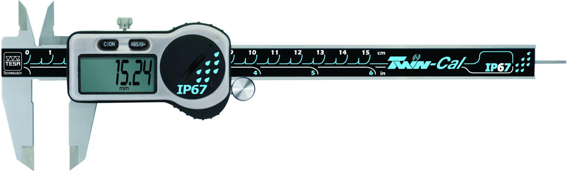 TESA Technology Universalmessschieber IP67 mit Antriebsrad, Vierkant-Messstab und Datenübertragung, 200 mm, 0,01 mm (00530322)