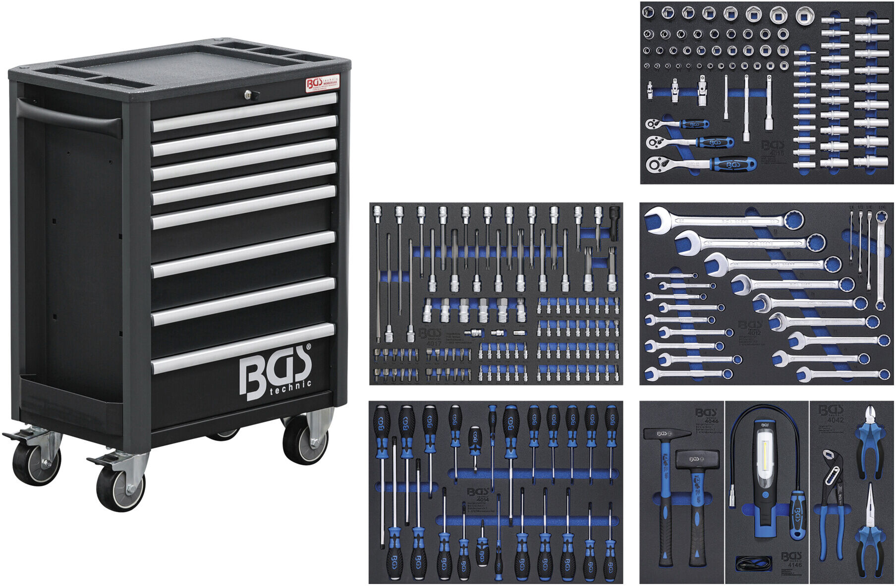 BGS Werkstattwagen Profi Standard mit 234 Werkzeugen ; BGS technic (4113)