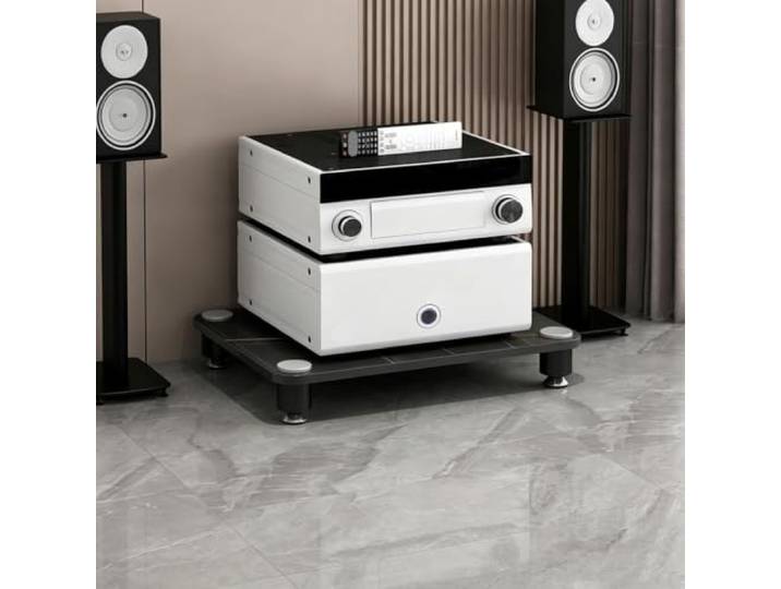 ZSCNYHMT HiFi-Rack, Audio-Ständer Mit Mehrstöckigem Aufbewahrungsdesign Mehrstöckiger Stauraum, abgerundete Kanten, rutschfeste Füße, für Wohnzimmer und Audio-Setups(C,10cm/4in)