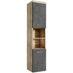 BADEZIMMERSCHRANK Paso mit 2 Türen Kastanien Eiche / Grau - 35 x 35 x 160 cm